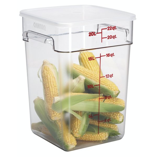 Cambro Cambro - Camsquare Food Container, W/Handles, 22 Qt., 11-1/4x12-1/4x15-3/4, Clear 22SFSCW135
